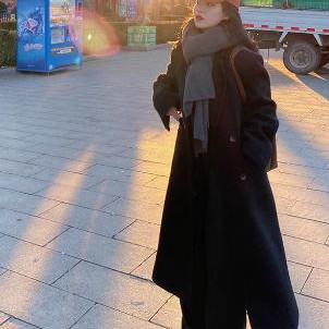 毛呢外套女小个子2024新款秋冬季加厚百搭高级感正肩羊绒呢子大衣