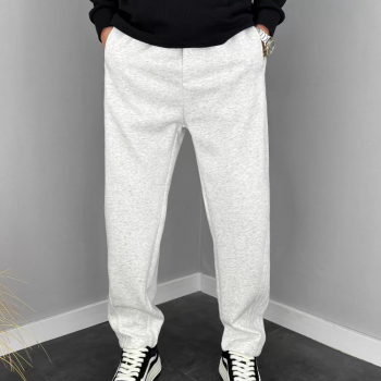 灰色弯刀休闲裤秋冬加绒卫裤男士新款运动裤痞帅宽松阔腿小脚裤潮