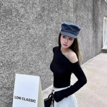 一整套早春御姐穿搭时尚套装性感辣妹斜肩上衣女高级感休闲阔腿裤