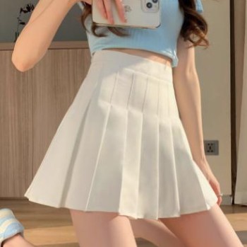 白色新款百褶裙女夏季小个子高腰a字显瘦春秋冬半身西装jk短裙子