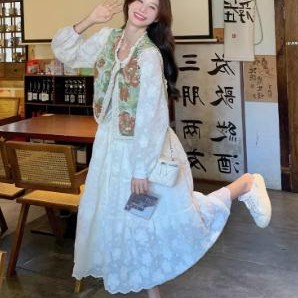 超好看提花马甲连衣裙套装女2024秋天新款法式设计感仙女裙两件套